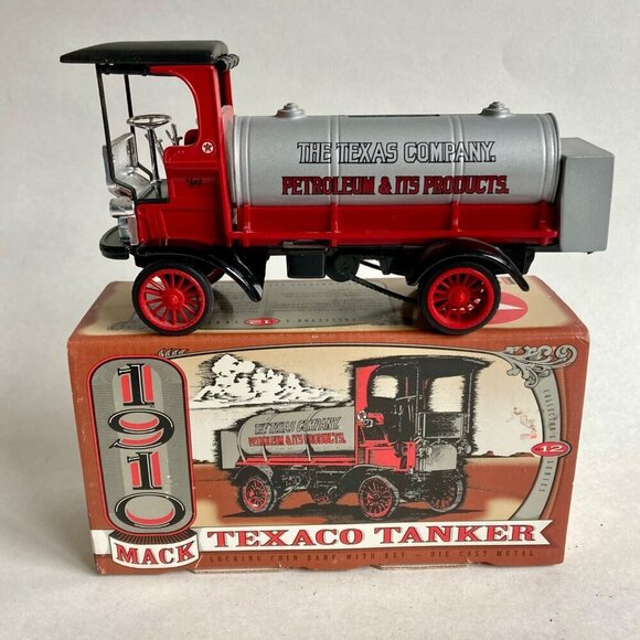 Other - Vintage Ertl 1910 Mack Texaco Tanker Truck Diecast Coin Bank w/ KEY!